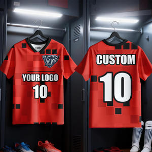 Camiseta de Fútbol Roja y Negra a Precio de Fábrica, Tejido Transpirable, Tallas Grandes Disponibles, para Competición Deportiva - Product Image 2