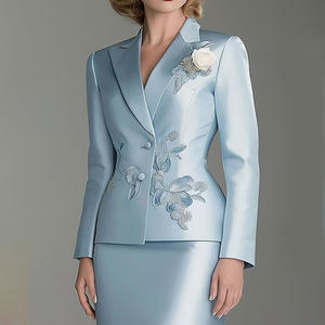 Set abito floreale ruggine personalizzato-<span class=keywords><strong>Blazer</strong></span> a maniche lunghe da donna e <span class=keywords><strong>gonna</strong></span> corta 2 pezzi, abbigliamento professionale da ufficio <span class=keywords><strong>con</strong></span> tessuto di Tweed - Product Image 3