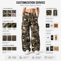 Pantalon cargo personnalisé pour femme, coupe ample et oversize, vierge, avec cordon de serrage, taille haute