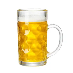 Taza de cristal con logotipo personalizado, vaso de cristal transparente de cerveza, con mango, 1 litro