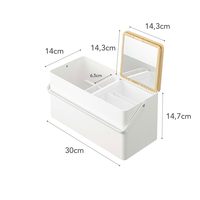 Großer Kosmetik-Organizer mit Griff, Schminktisch-Aufbewahrungsschublade mit Deckel - Stahl + Holz