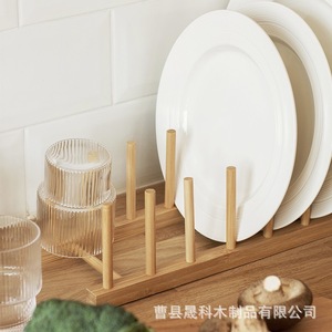 Wooden <b>Dish</b> Rack Plate Display <b>Stand</b> Multi Compartment Solid Wood Kitchen Draining Rack With <b>Stand</b> - Product Image 2