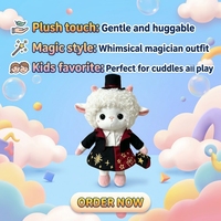 Peluche Mouton Bouclé avec Rembourrage en Coton PP, Hauteur 25cm - Jouet Déguisable pour Cadeaux de Noël et d'Halloween, à partir de 14 ans