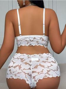 Women's Sexy Printed Solid Pattern <b>Lace</b> Lingerie Set 2Pcs Bra <b>Elastic</b> Waist Closure Soft Breathable Fabric Summer Night Home 3XL - Product Image 4