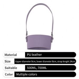 ปลอกแก้วกาแฟ/ชา หนัง PU พิมพ์โลโก้ ปรับขนาดได้ พร้อมสายคล้อง - Product Image 4