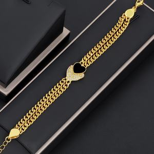 Bracelet pour femme JXX Fashion plaqué or 24 carats, bracelet à breloques de forme géométrique avec chaîne en zircon, bijoux en laiton élégants et tendance - Product Image 4