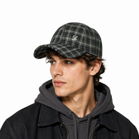 Gorras de Béisbol Unisex al por Mayor, de 6 Paneles, con Visera Curva, Logotipo Bordado, Tela de Algodón a Cuadros, Estilo Vintage de Perfil Alto
