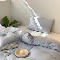 Ensemble de literie 4 pièces en coton 100% uni de style nordique, housse de couette minimaliste douce avec options drap plat/drap-housse