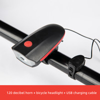 Lampe frontale de vélo rechargeable lampe de poche d'équitation de nuit klaxon électrique équipement d'équitation phare de vélo