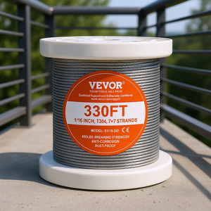 Cable de Acero Inoxidable Vevor de 1/16 Pulgadas 7x7, 330 Pies, T304, para Barandillas y Uso Mecánico - Product Image 2