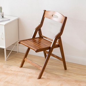 Chaise pliante en bambou 49x44x77cm, design minimaliste, chaise de salon avec dossier, pieds en bois portables - Product Image 2