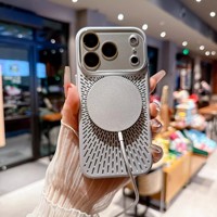 Coque de luxe respirante en maille rafraîchissante compatible avec iPhone 17 16 Pro Max, protection magnétique d'objectif, coque rigide en PC