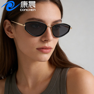 Gafas de sol estilo europeo con forma de ojo de gato para mujer, montura metálica, protección solar polarizada UV400, a la moda, para viajes y conducción - Product Image 4