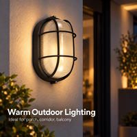 Applique murale LED nautique IP65 E27 pour extérieur, luminaire de jardin étanche, applique murale ronde ou ovale