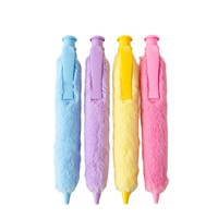 Stylo en peluche super doux de 28 cm, rétractable, en plastique, couleurs macaron, design surdimensionné, cadeau le plus vendu pour Bullet