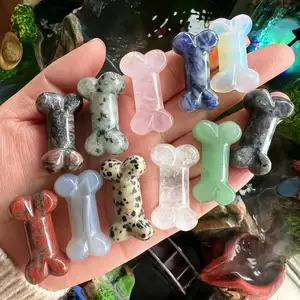 New Arrivals Cute Bones 20*35mm Natural Hand Carving Healing Crystal Stone Crafts Ornament For Gifts