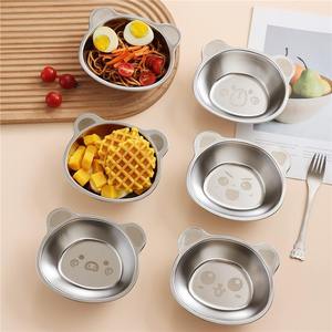 304 Stainless Steel Children's Rice Bowl <b>Cute</b> <b>Bear</b> Shape Drop Proof For Toddlers 2-4 Years Food Serving Bowl - Product Image 1