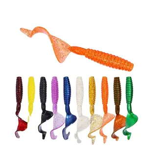 Señuelo de pez personalizable, gusanos de cola en espiral grandes y grasos, 105mm, 12g, AR05, Señuelos de Pesca de goma suave, señuelos de lubina