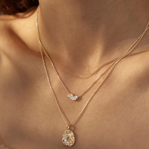 Collier Ailes en Or 14 carats Pavé de Zircon Cubique, Argent Sterling 925, Bijou Tendance <span class=keywords><strong>Personnalisé</strong></span> pour Femme - Product Image 4