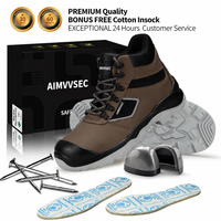 Bottes de travail AIMVVSEC imperméables et respirantes avec embout en acier, tige en cuir véritable, semelle intermédiaire en PU, semelle extérieure antistatique et doublure en maille.