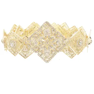 New Moroccan Fashion Caftan Belts Crystal Diamond Gold Belts Arabic Style Gold Waist Chain for Women