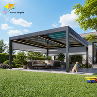 Pergola à écran zippé gris, structure en aluminium, stores extérieurs coupe-vent, protection solaire pour jardin, patio, balcon