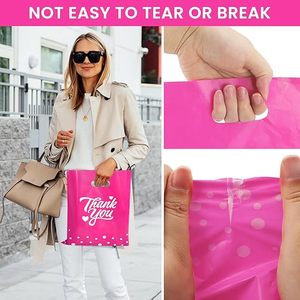 ขอขอบคุณกระเป๋าสินค้าพลาสติกขนาดเล็กสำหรับการค้าถุงช้อปปิ้งในซูเปอร์มาร์เก็ตหนาพิเศษที่จับเสื้อผ้าบูติก - Product Image 4