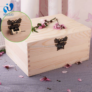 Caja de madera de pino Natural sin terminar WanuoCraft caja de almacenamiento de regalo caja de embalaje de joyería - Product Image 3