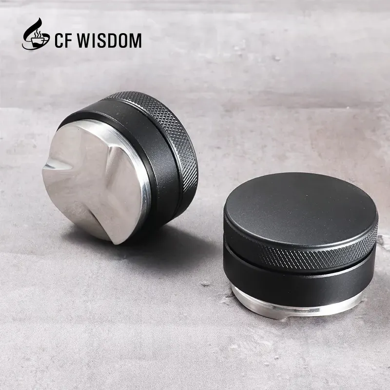 CF WISDOM Distributor kopi Stainless Steel, distributor kopi Espresso Barista 51/53/58mm, Tamper bulat 3/4 daun