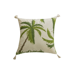 French Vintage Antique South Pacific Style Embroidery Flannel <strong>Olive</strong> <strong>Green</strong> Living Room Sofa Pillow <strong>Cushion</strong> - Product Image 6