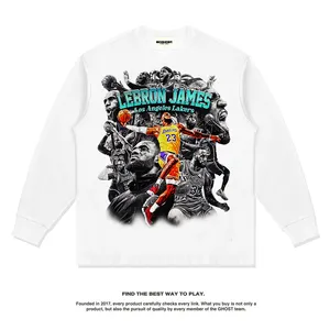 Moda popolare Streetwear manica lunga 100% acido lavare t-shirt pesante manica lunga t-shirt per gli uomini