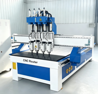 Routeur CNC à plusieurs têtes 1325, 3 axes avec table à aspiration et à rainures en T en aluminium, machine de découpe du bois pour meubles et armoires