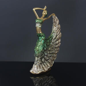 รูปปั้นนักเต้น<span class=keywords><strong>ระบำ</strong></span><span class=keywords><strong>นกยูง</strong></span>สไตล์จีน ของตกแต่งบ้านสุดหรู งานประติมากรรมทองเหลืองและทองแดง ของตกแต่งโต๊ะทำงาน - Product Image 2