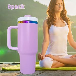 8pack Custom logo H2.0 Light <b>pink</b> Powder Coated 40oz rainbow Plated Stainless Steel Water <b>Bottle</b> for Laser Engraved - Product Image 1