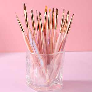 ชุดแปรงเพ้นท์เล็บไนลอน 15 ชิ้น ด้ามยาว สำหรับวาดเส้น ลายดอกไม้ คริสตัล ไล่สี - Product Image 3