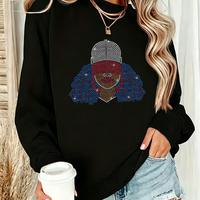 Transfert thermocollant en strass motif Black Girl pour T-shirts, prêt à presser