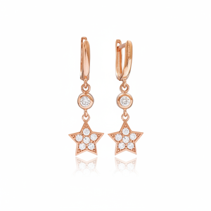 Elegant Star Design Dangle Earrings Dainty CZ Stone Fine Jewellery Wholesale Turkish 925 Silver Sterling Jewelry - Product Image 2