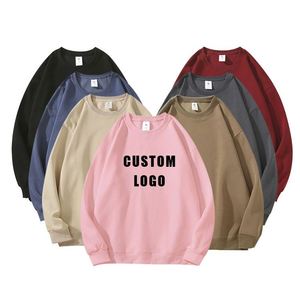 เสื้อสเวตเชิ้ตคอกลมสีพื้นแบบยูนิเซ็กซ์ แขนยาวทรงหลวม สไตล์ลำลอง ผ้าฝ้ายหนานุ่ม สตรีทแวร์ - Product Image 1