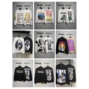 25ss <span class=keywords><strong>COUG</strong></span> Estilo Americano Moda Urbana Marca de Algodón con Estampado Digital Camiseta de Manga Larga Casual de Corte Holgado para Parejas del Mismo Estilo - Product Image 2