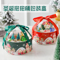 Boîte ronde en plastique transparente pour boulanger, boîte à gâteau, dessert, glace, coffret pour joyeux noël, vente en gros, 9 pièces