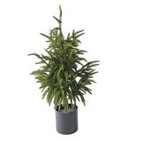 Arbre artificiel Norfolk à toucher réel de 24 pouces (60 cm) avec fausse branche en bois et herbe métallique pour extérieur, bureau, festival, mariage