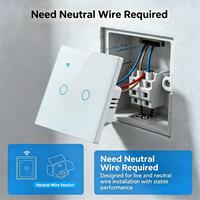 Interrupteur tactile intelligent Tuya Zigbee 10A pour Royaume-Uni/UE, commande à distance par application, panneau en verre trempé, nécessite un fil neutre, compatible Google Assistant