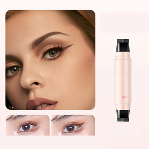 Logotipo personalizado 2 en 1 impermeable negro marrón líquido delineador de ojos sello de larga duración ojo alado Delinedor - Product Image 1