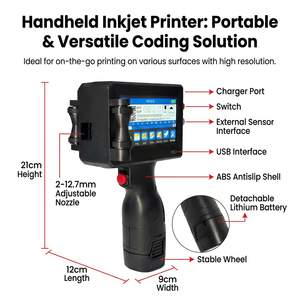 Impressora de T-shirt Portátil de Jato de Tinta de 12,7mm Impressora de Jato de Tinta Portátil para Data de Validade Código QR Lote Sacola de Papel Cod Plástico - Product Image 2