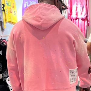 Sweat-shirt surdimensionné en coton 100% de haute qualité avec logo personnalisé imprimé à l'écran, style streetwear hip-hop vintage, strass et effet délavé à l'acide - Product Image 2