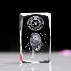 Penjualan Laris 12 Zodiak Hadiah Dekorasi Kristal Laser 3d Leo K9 Hadiah untuk Hadiah Valentine