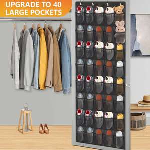 40 Large Mesh Pockets Over Door <b>Shoe</b> Organizer With Metal Hooks for Closet Entryway Bedroom Dorm <b>Storage</b> Organizer - Product Image 6