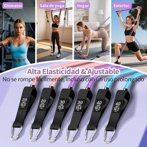 Bandes élastiques musculaires en caoutchouc naturel Fokky, 5 niveaux d'élasticité, réglables, antidérapantes, avec poignées d'ancrage pour porte, sangle de cheville pour Pilates - Product Image 5