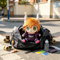 Peluche personnalisée OEM à faible MOQ, personnage d'anime cornu, assis, avec tenue amovible, Kawaii, figurine humanoïde de collection