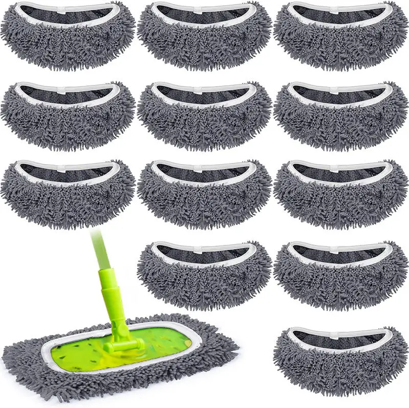 Reusable Coral Flannel Chenille Cotton Towel Microfiber Flat Mop Refill Floor Cleaning Mop Pads Compatible With Swiff Sweeper